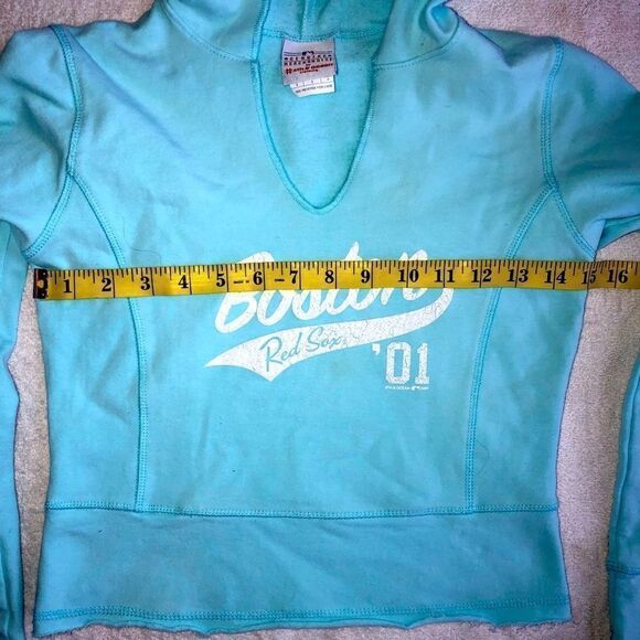 EUC Girls Small Boston Red Sox Hooded Crop Top Hoodie - Picture 4 of 8